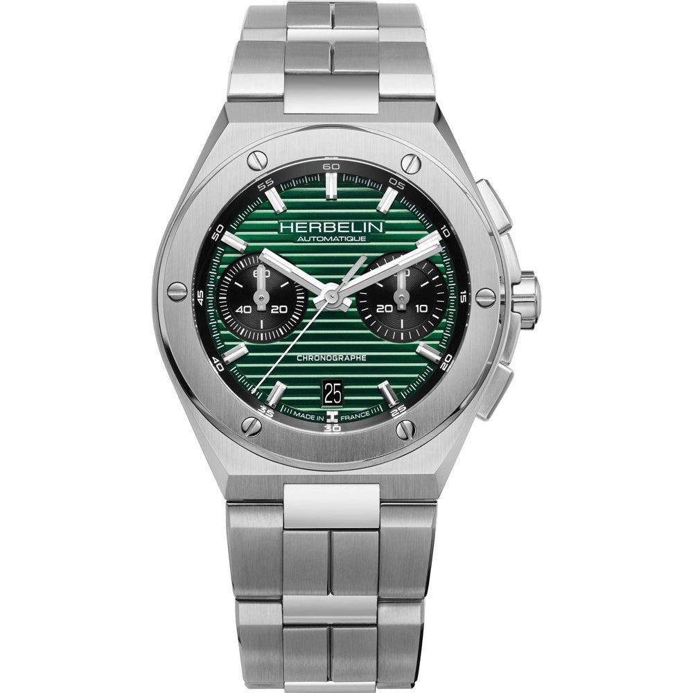 HERBELIN Cap Camarat Chronograph Steel and Green 42mm Men's Watch | 245B46 | TIME Watches