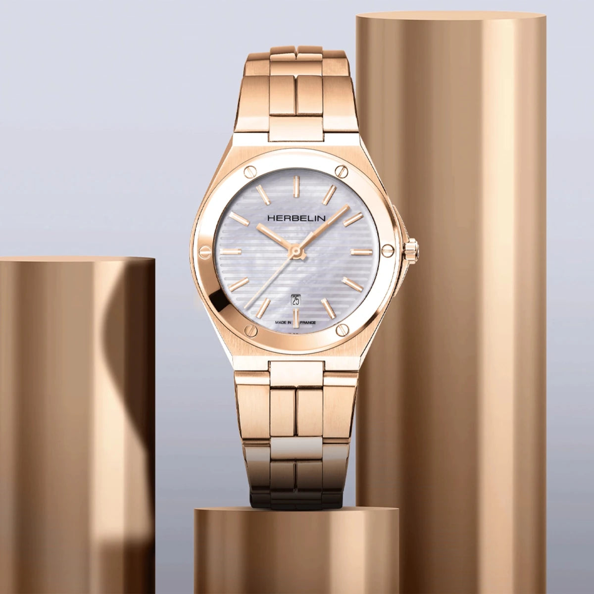 HERBELIN Cap Camarat Quartz Rose Gold and Mother of Pearl 33mm Women's Watch | 14545BPR19 | TIME Watches