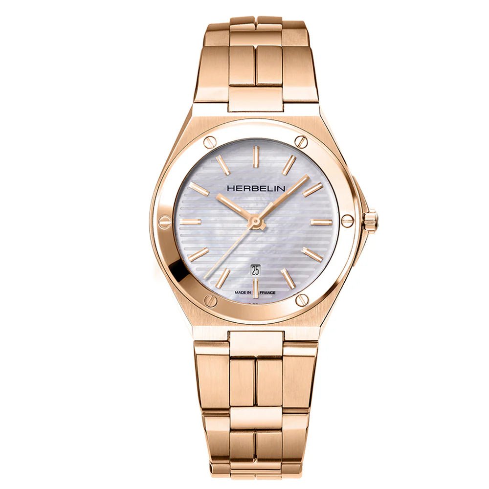 HERBELIN Cap Camarat Quartz Rose Gold and Mother of Pearl 33mm Women's Watch | 14545BPR19 | TIME Watches