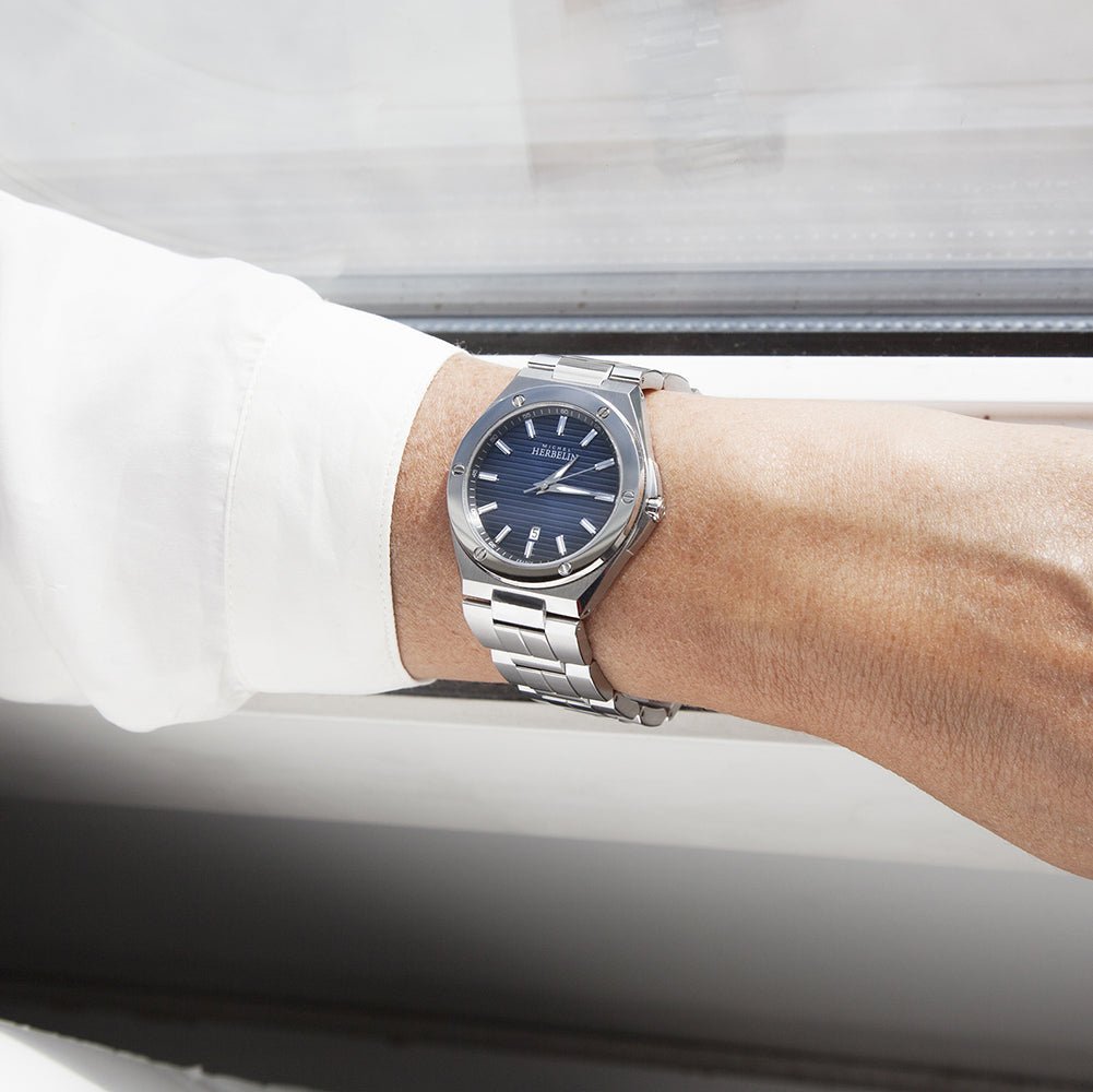 HERBELIN Cap Camarat Silver Dial and Blue Steel Bracelet 34mm Women's Watch | 14245/B15 | TIME Watches