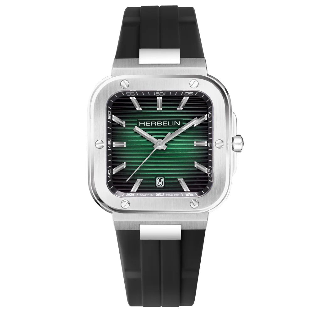 HERBELIN Cap Camarat Square Black and Green 39mm Men's Watch | 12246A16CA | TIME Watches