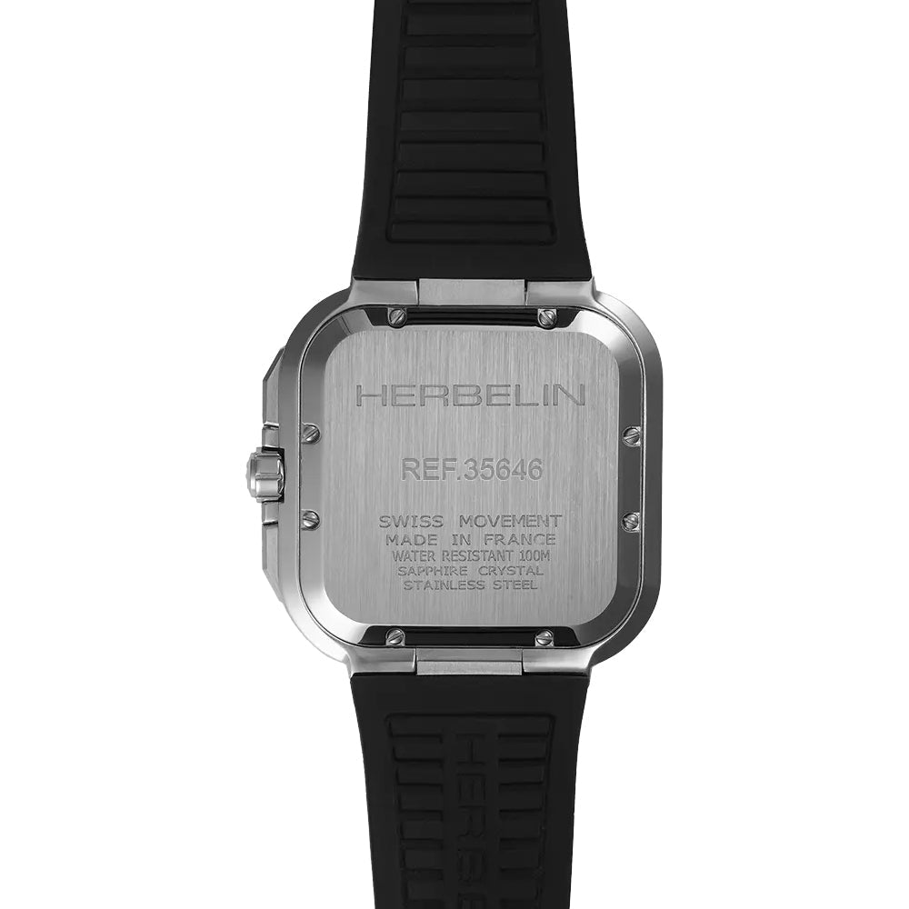 HERBELIN Cap Camarat Square Chronograph Black and Black Fkm 40mm Men's Watch | 35646A14CA | TIME Watches