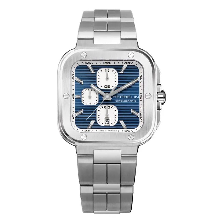 HERBELIN Cap Camarat Square Chronograph Blue Steel 40mm Men's Watch | 35646B25 | TIME Watches