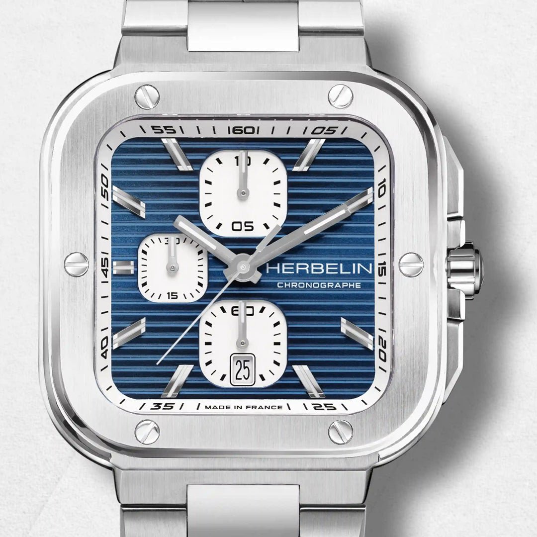 HERBELIN Cap Camarat Square Chronograph Blue Steel 40mm Men's Watch | 35646B25 | TIME Watches