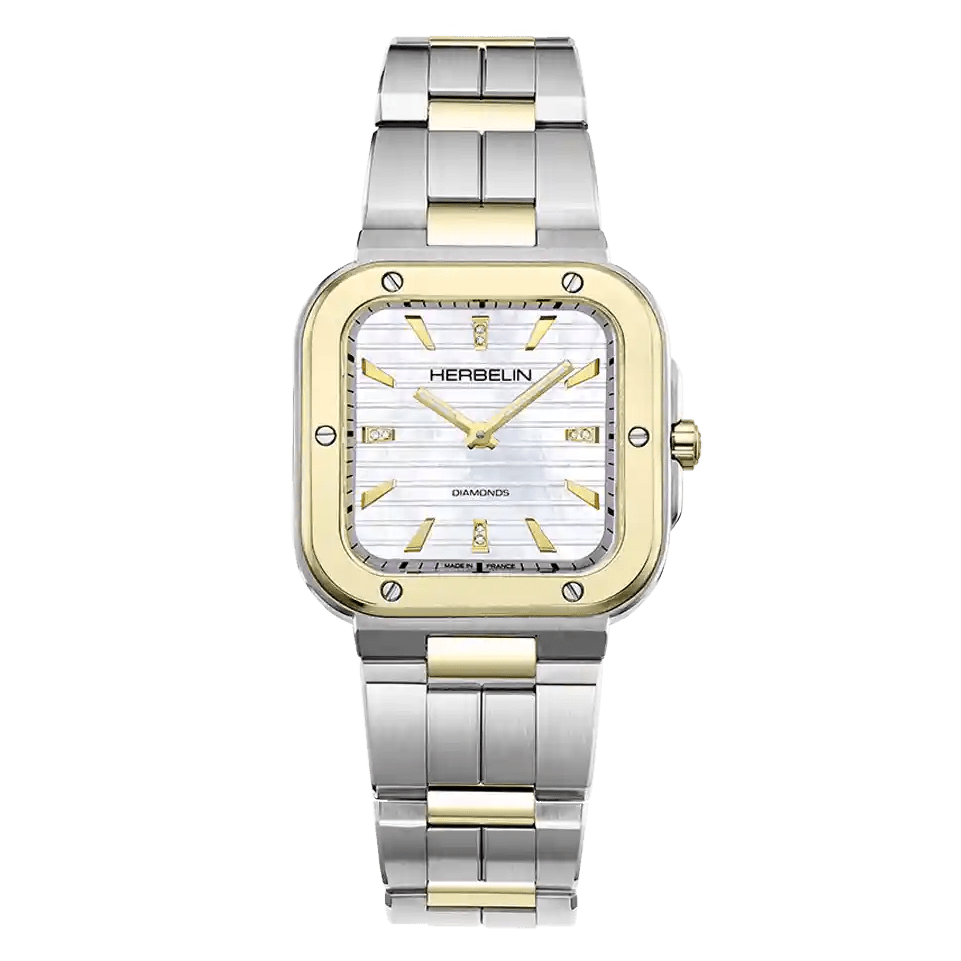 HERBELIN Cap Camarat Square Dame Mother of Pearl and Diamonds 30mm Women's Watch | 17546BT1N89 | TIME Watches