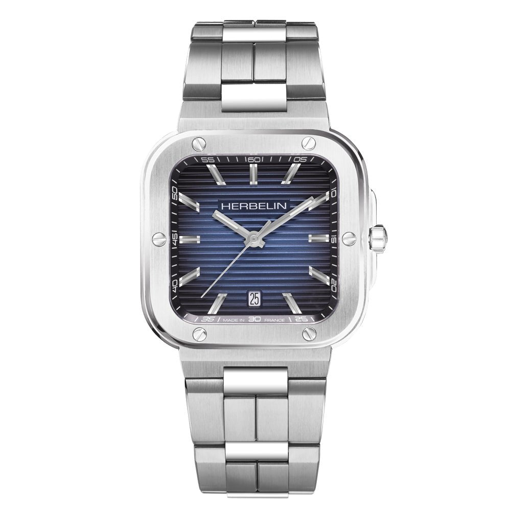 HERBELIN Cap Camarat Square Steel and Blue 39mm Men's Watch | 12246B15 | TIME Watches