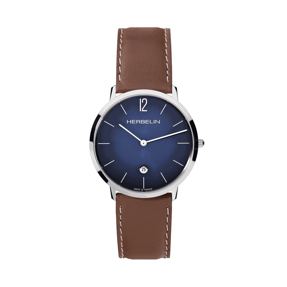 HERBELIN City Quartz Blue and Brown Leather 39mm Unisex Watch | 19515/15 | TIME Watches