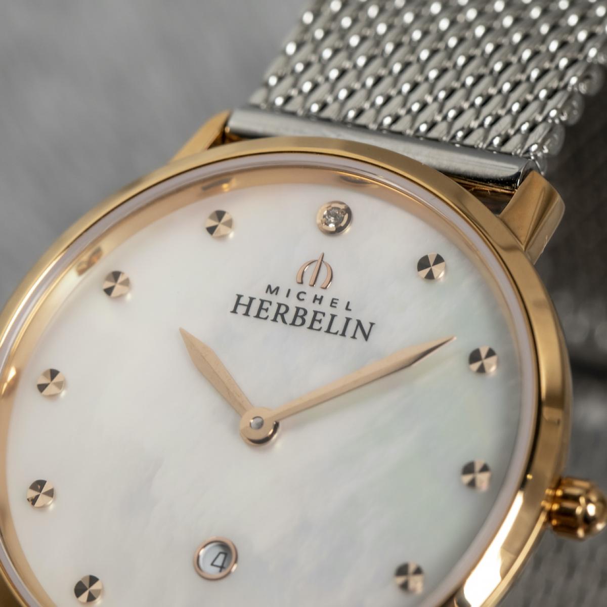 HERBELIN City Quartz Milanese Mesh Mother of Pearl Dial 30mm Women's Watch | 16915/PR59B | TIME Watches