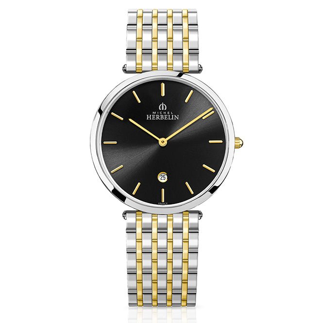 HERBELIN Epsilon Quartz Bicolour / Black Dial / Steel Bracelet 38mm Men's Watch | 19416/BT14N | TIME Watches