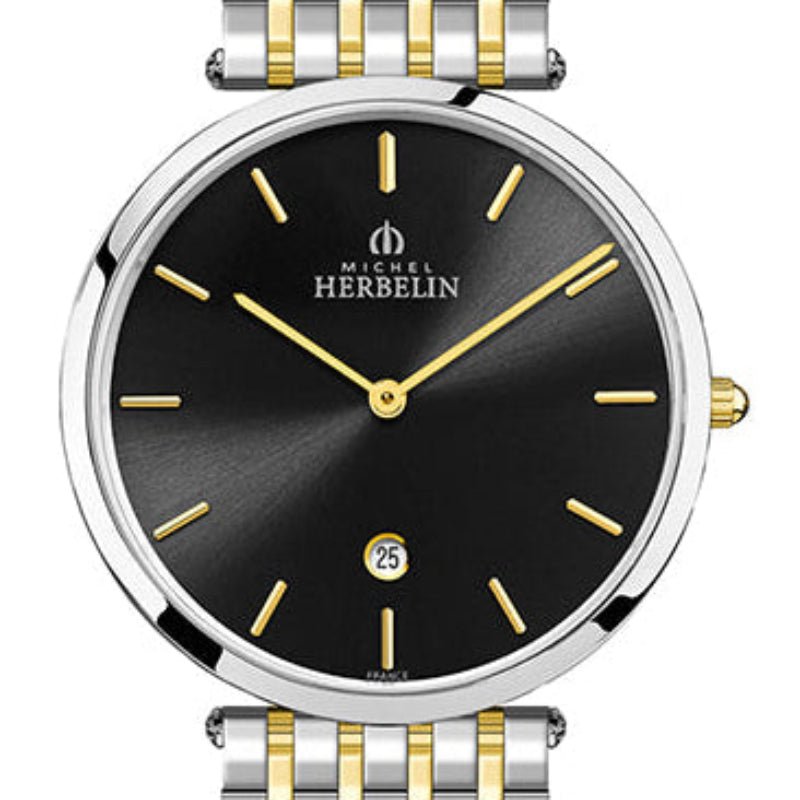 HERBELIN Epsilon Quartz Bicolour / Black Dial / Steel Bracelet 38mm Men's Watch | 19416/BT14N | TIME Watches