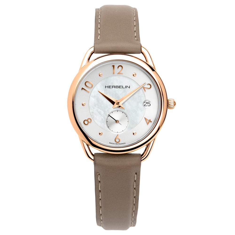 HERBELIN Equinoxe Mother of Pearl Dial Rose Gold Leather 34mm Women's Watch | 18397/PR29GR | TIME Watches