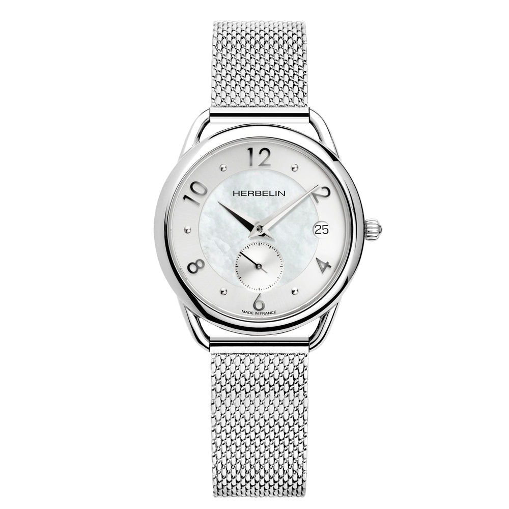 HERBELIN Equinoxe Round Quartz Steel and Mother of Pearl 34mm Women's Watch | 18397/29B | TIME Watches