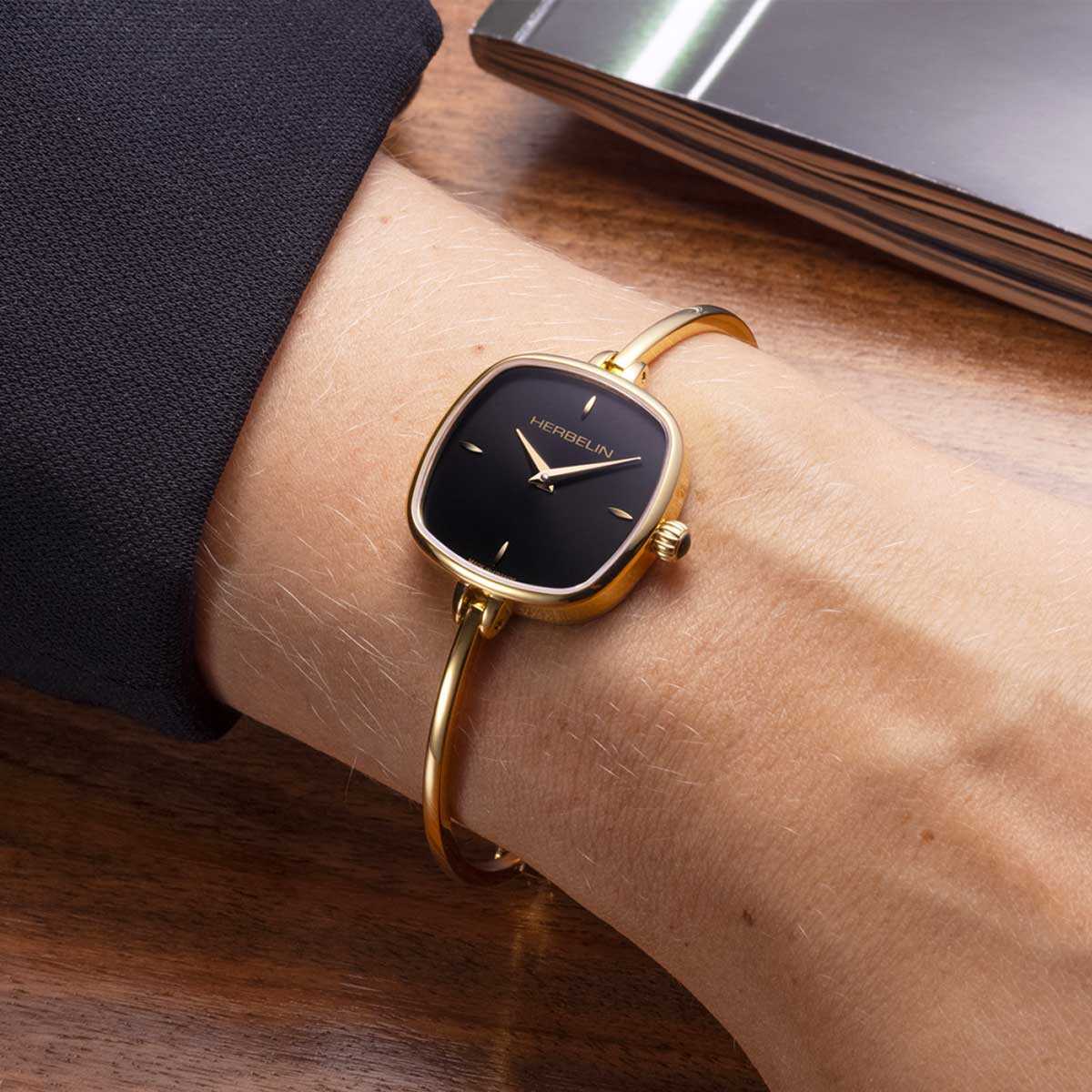 HERBELIN Fil Quartz Yellow and Black Gold 24mm Women's Watch | 17207/BP14 | TIME Watches