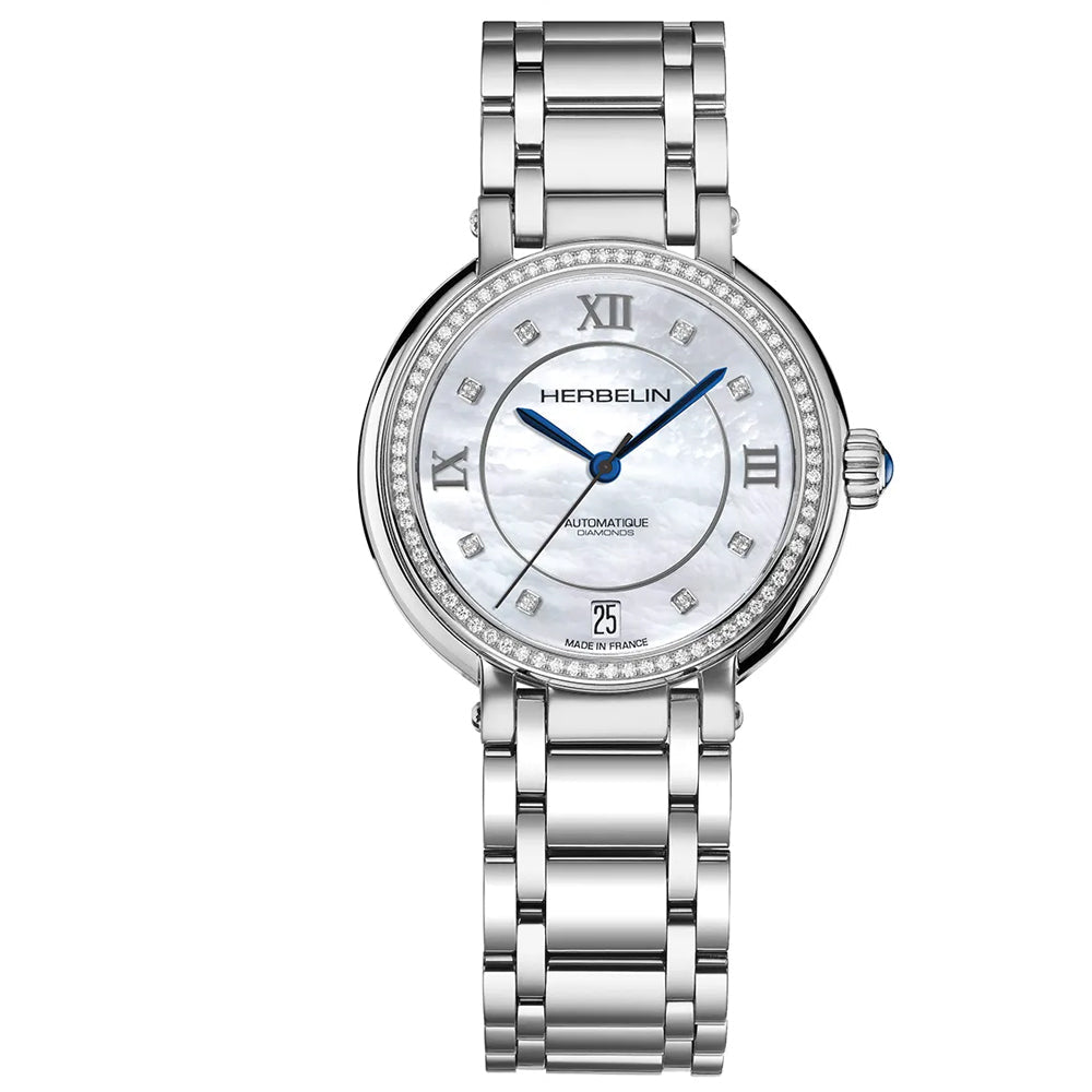 HERBELIN Galet Automatic Diamonds 32mm Women's Watch | 1630B72Y89 | TIME Watches