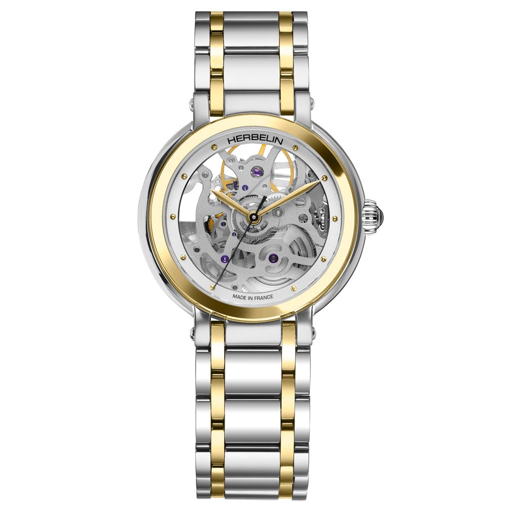 HERBELIN Galet Automatic Skeleton Bicolour 34mm Women's Watch | 1630BTSQ12 | TIME Watches