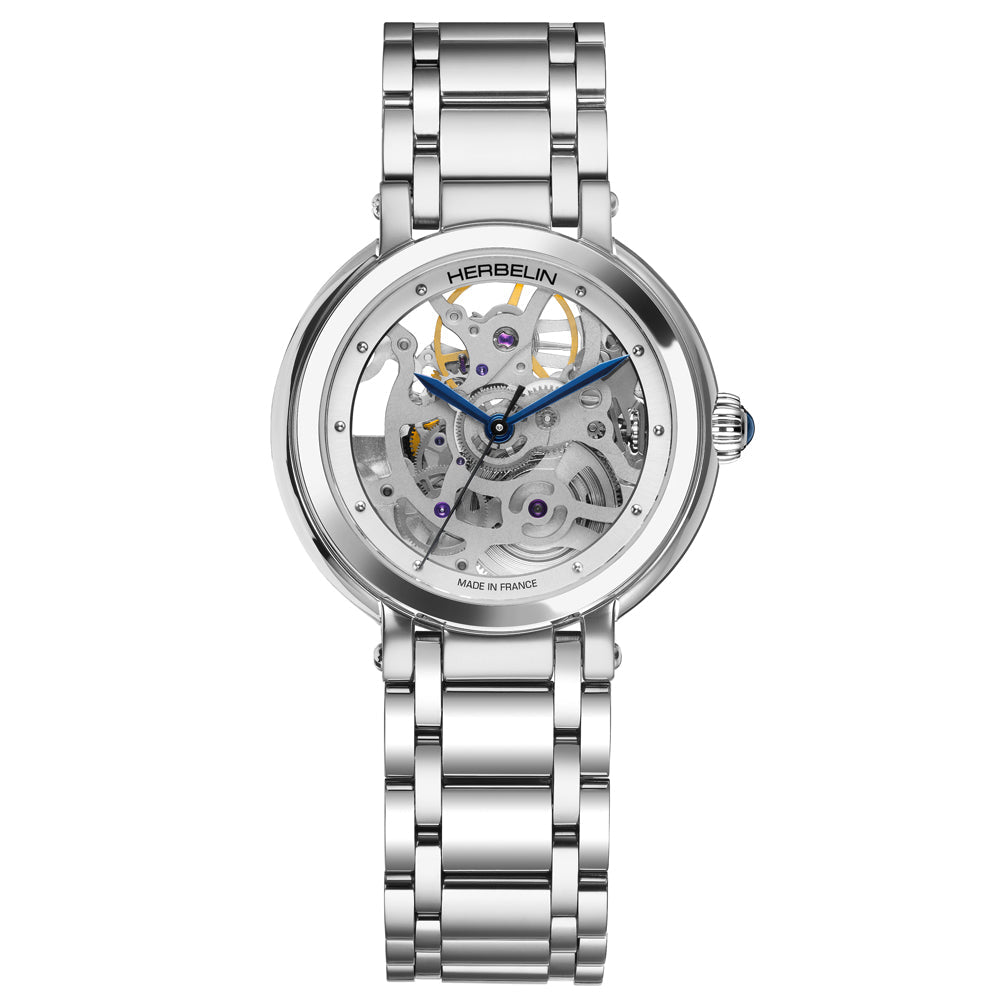 HERBELIN Galet Automatic Skeleton Steel 34mm Women's Watch | 1630BSQ12 | TIME Watches