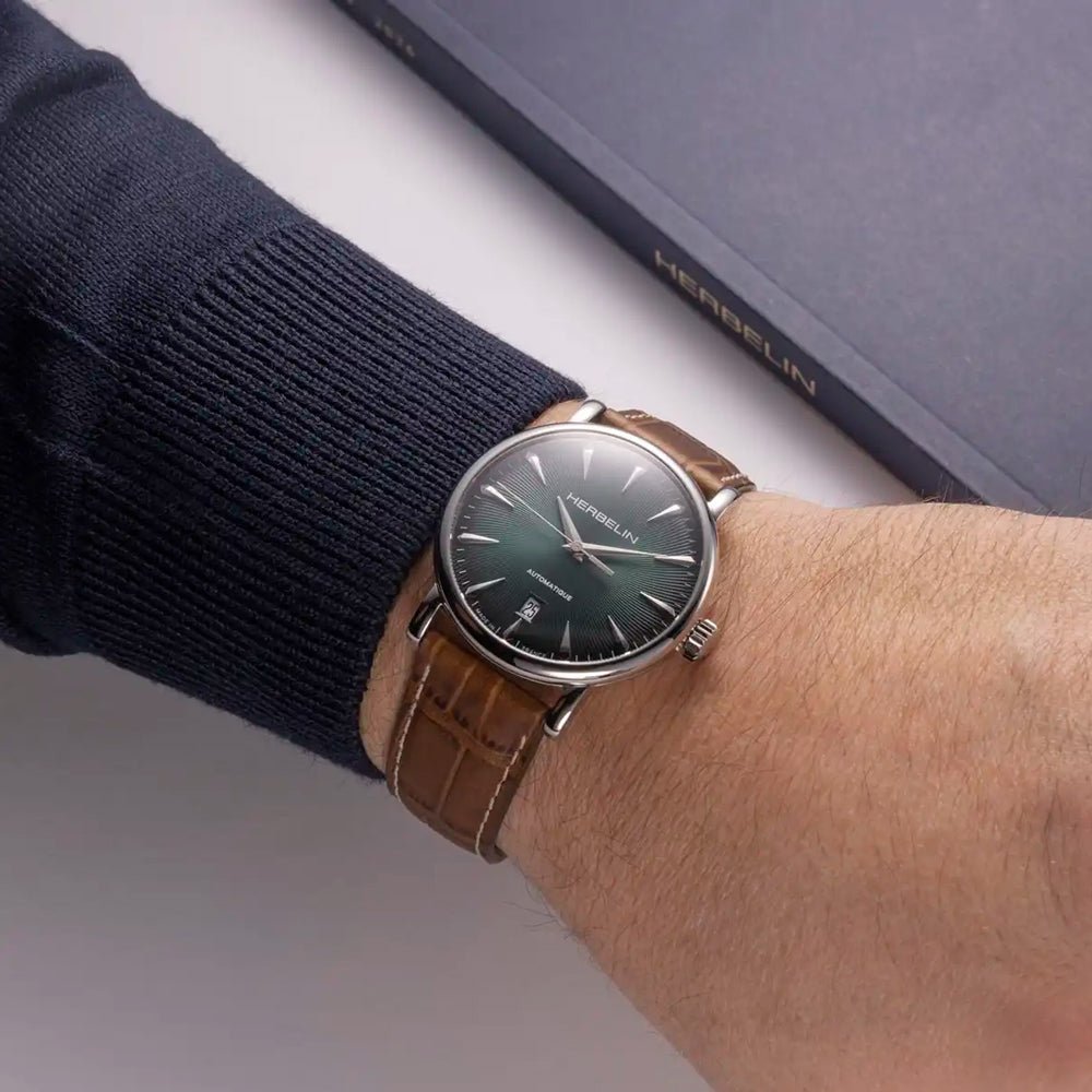 HERBELIN Insiration Steel and Brown Leather 38mm Men's Watch | 2047AP16MA | TIME Watches