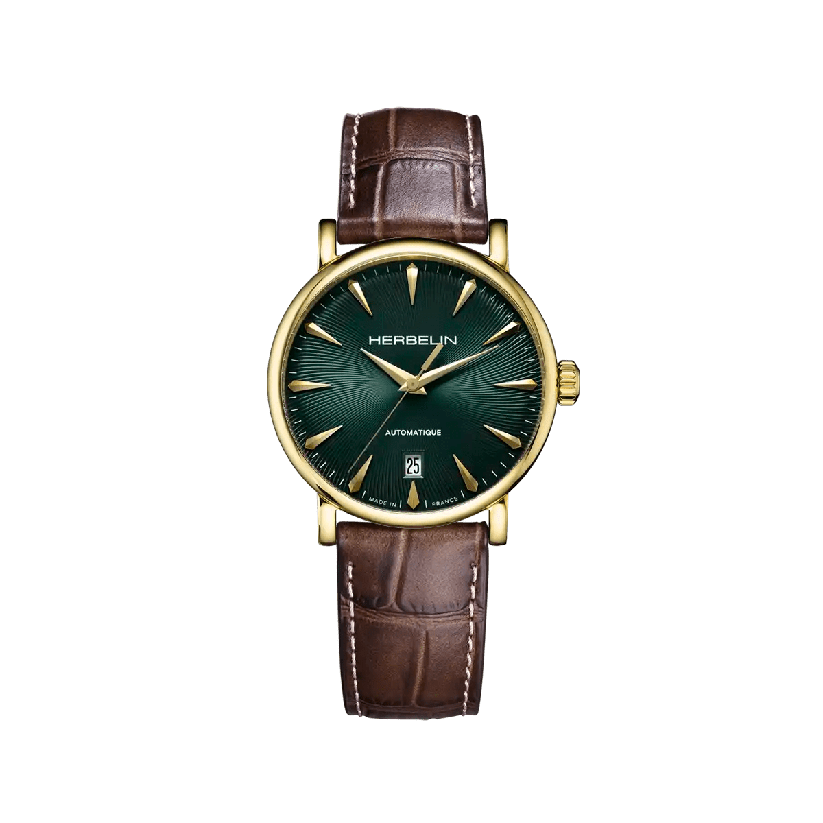 HERBELIN INSPIRATION – AUTOMATIC – GOLD and BROWN LEATHER Men's Watch | 2047P16MA | TIME Watches