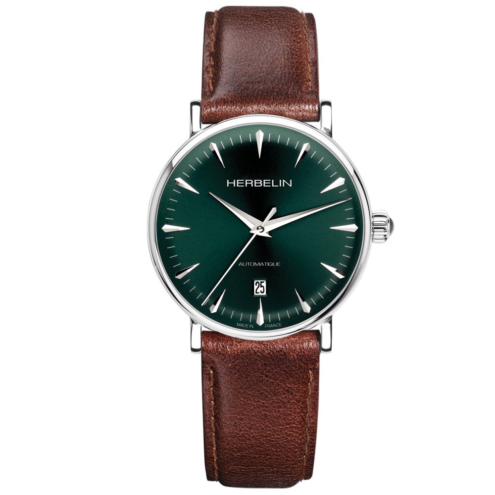 HERBELIN Inspiration Automatic Green and Brown Leather 40mm Unisex Watch | 1647/AP16BR | TIME Watches