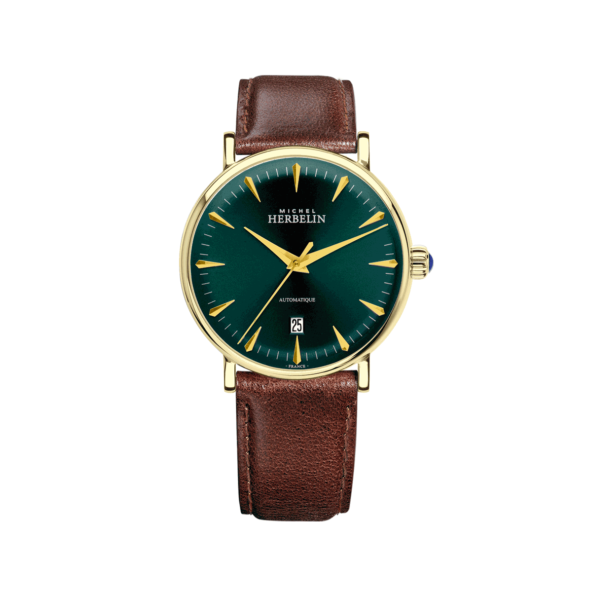 HERBELIN Inspiration Automatic Green and Brown Leather 40mm Unisex Watch | 1647/P16BR | TIME Watches