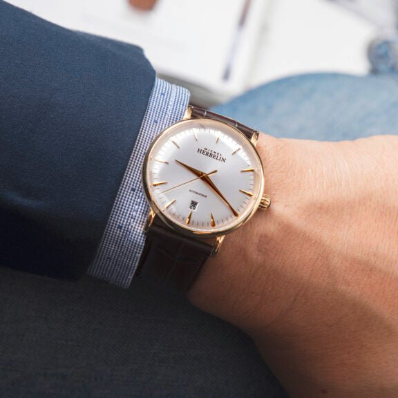 HERBELIN Inspiration Automatic White and Brown Leather 40mm Unisex Watch | 1647/P11MA | TIME Watches