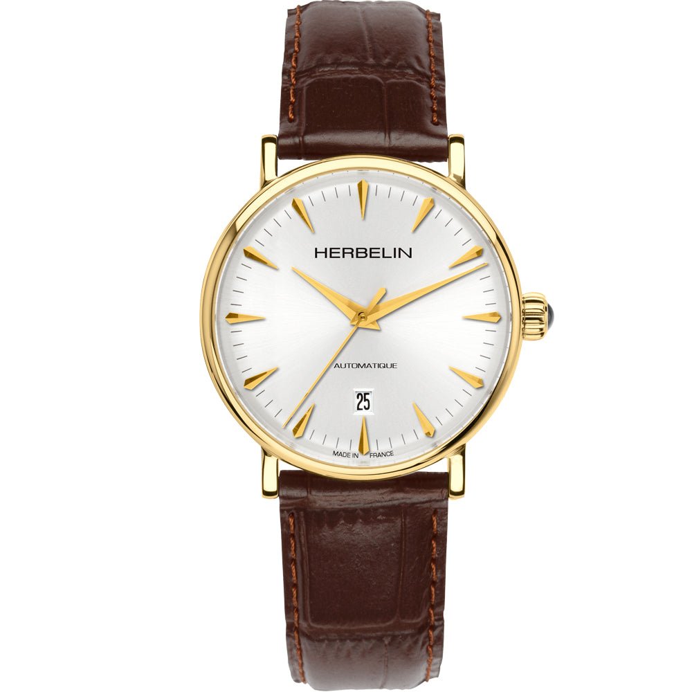 HERBELIN Inspiration Automatic White and Brown Leather 40mm Unisex Watch | 1647/P11MA | TIME Watches
