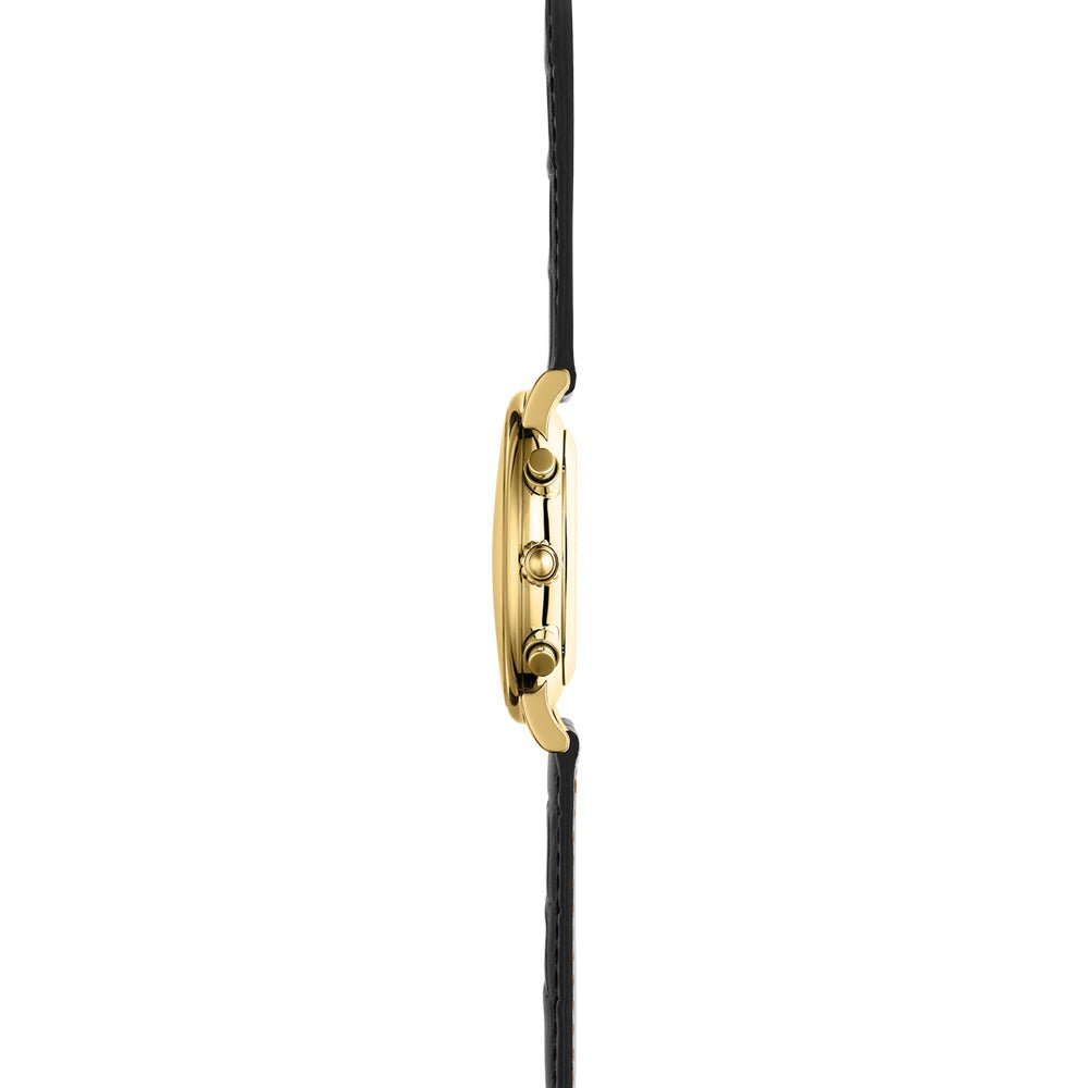 HERBELIN Inspiration Chronograph Gold and Black Leather 40mm Men's Watch | 35647P14 | TIME Watches