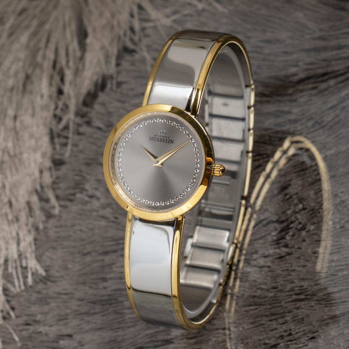 HERBELIN M - band Round Quartz Steel With Gold and Grey Spinel 28mm Women's Watch | 17056/BT62 | TIME Watches