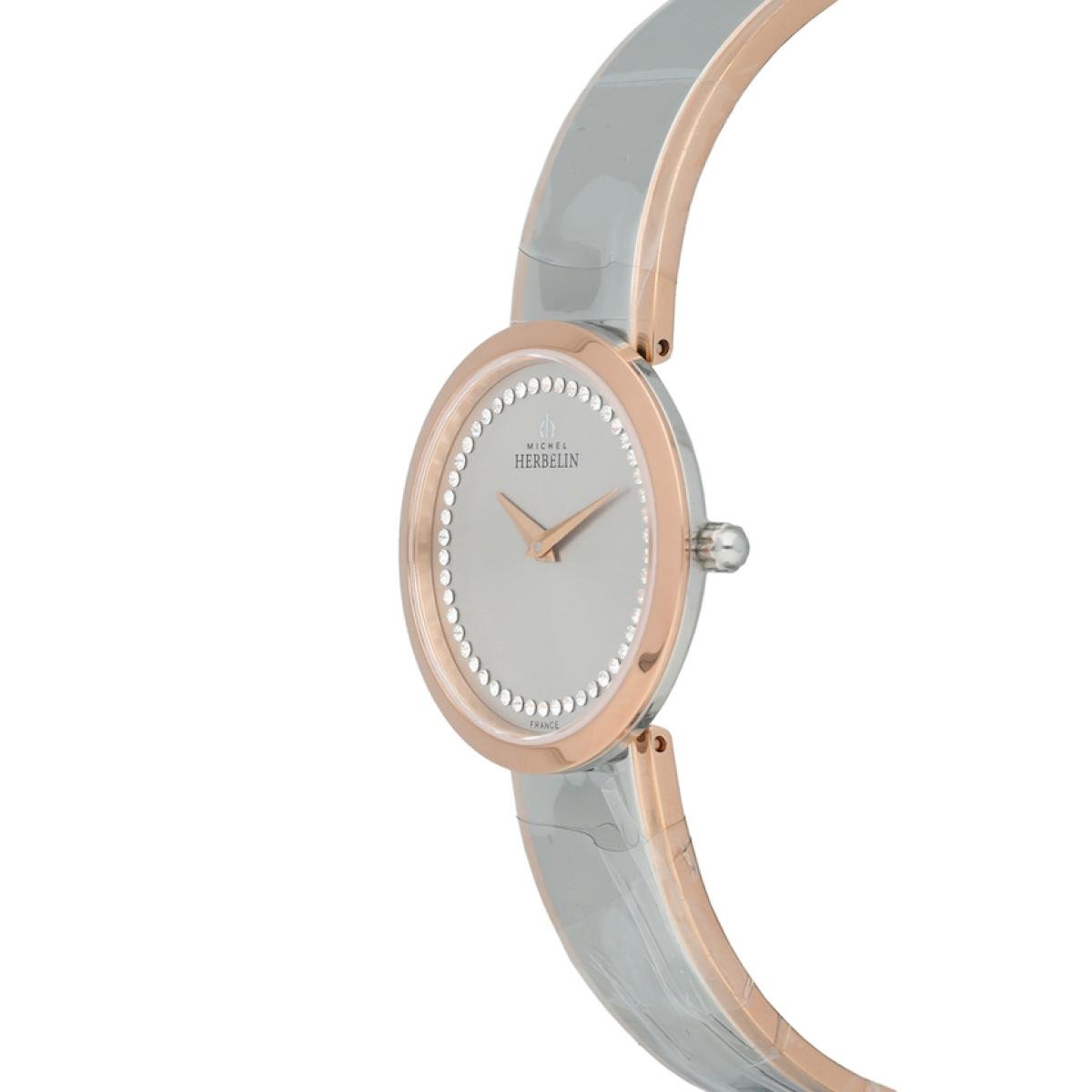 HERBELIN M - band Round Quartz Steel With Rose Gold and Grey Spinel 28mm Women's Watch | 17056/BTR62 | TIME Watches