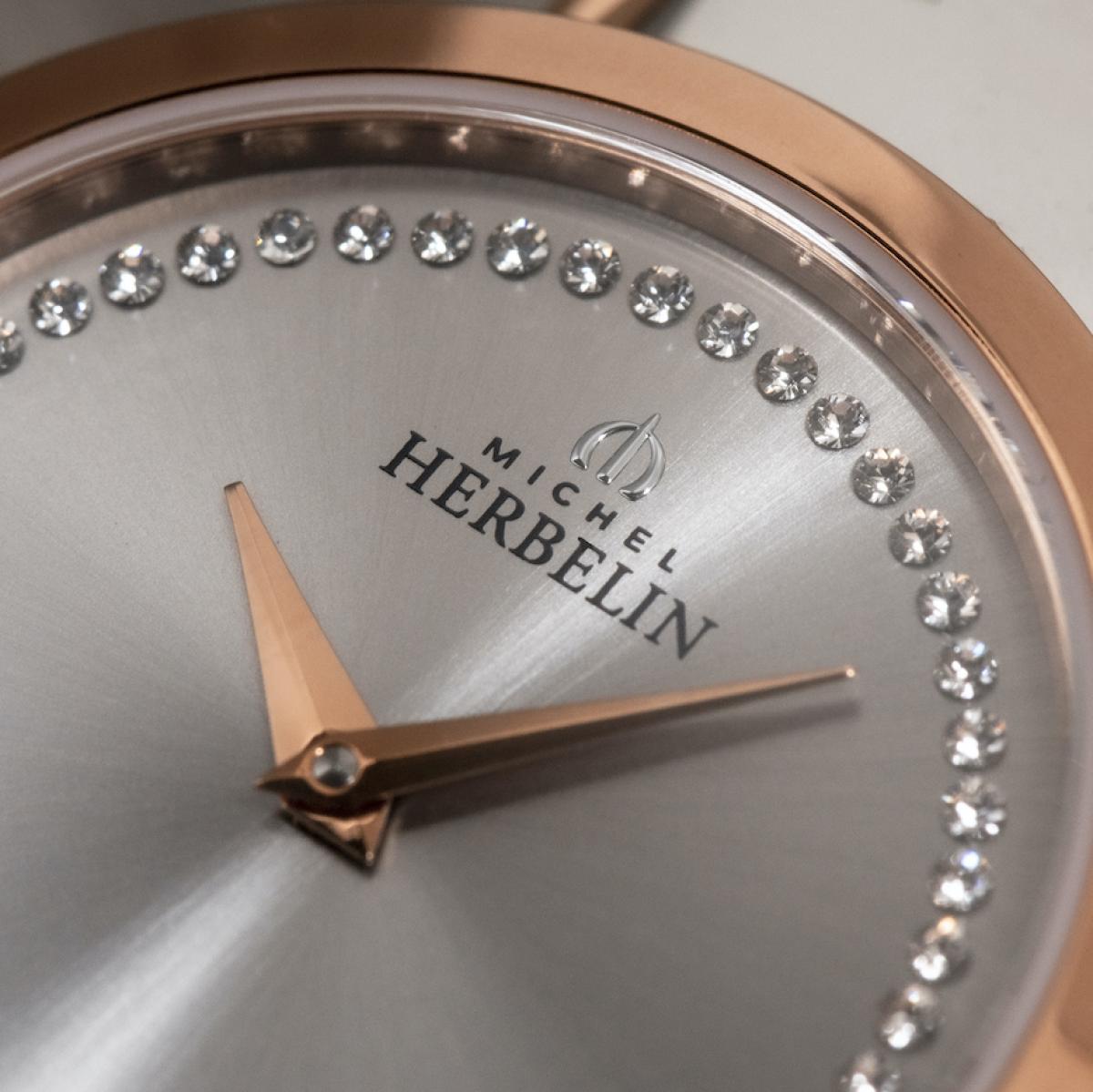 HERBELIN M - band Round Quartz Steel With Rose Gold and Grey Spinel 28mm Women's Watch | 17056/BTR62 | TIME Watches