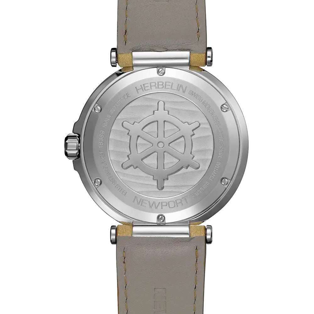 HERBELIN Newport Black and Beige Leather 45mm Men's Watch | 18389A24SA | TIME Watches