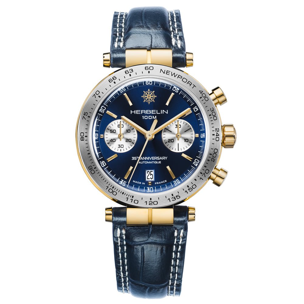 HERBELIN Newport Silver Dial and Black Steel Bracelet 42mm Men's Watch | 256T35 | TIME Watches