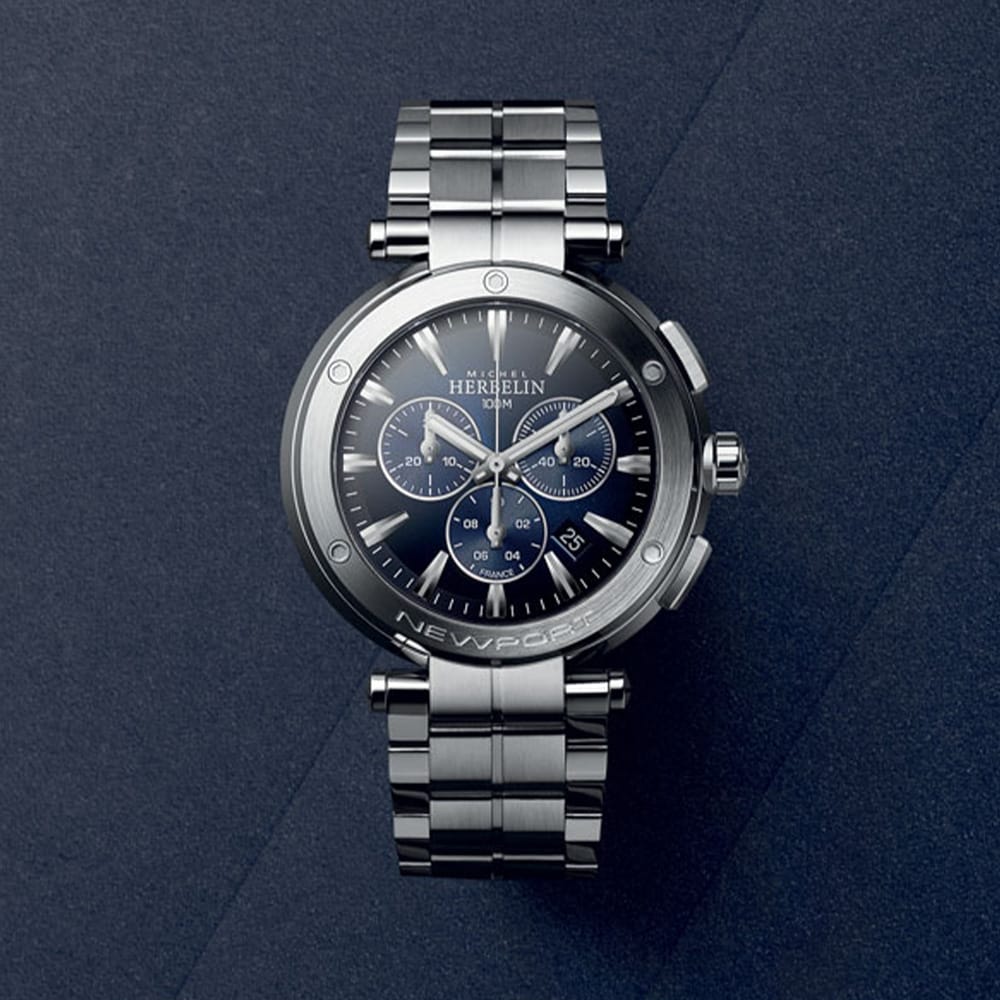 HERBELIN Newport Chronograph Steel and Black 43mm Men's Watch | 37688/B35 | TIME Watches