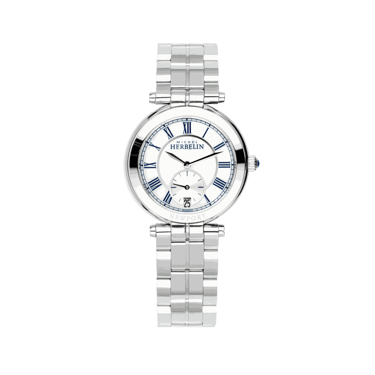 HERBELIN Newport Chronograph Steel / Blue / Steel Bracelet 34mm Women's Watch | 18384/B29 | TIME Watches