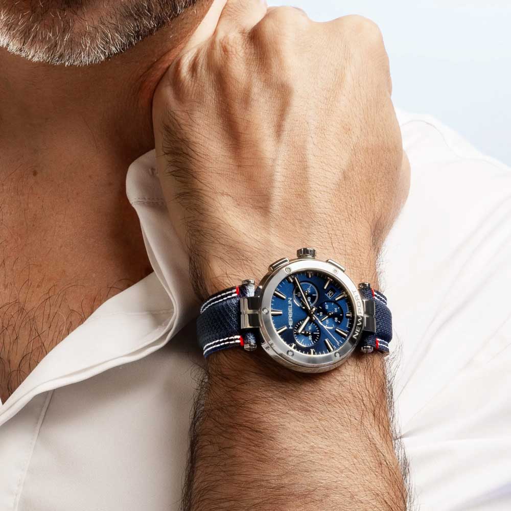 HERBELIN Newport Chronographe Textile 40mm Men's Watch | 37658AP15BL | TIME Watches