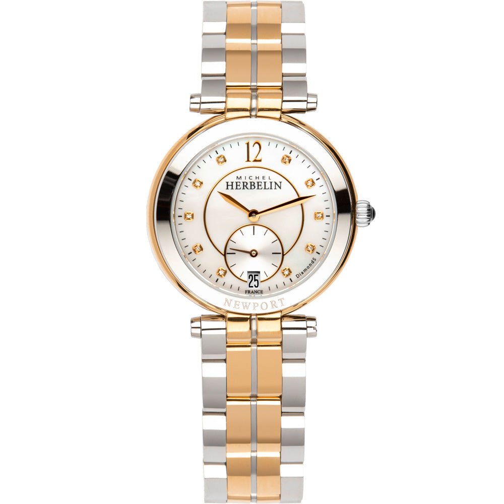 HERBELIN Newport Classics Diamond Mother of Pearl 34mm Women's Watch | 18384/BTR89 | TIME Watches