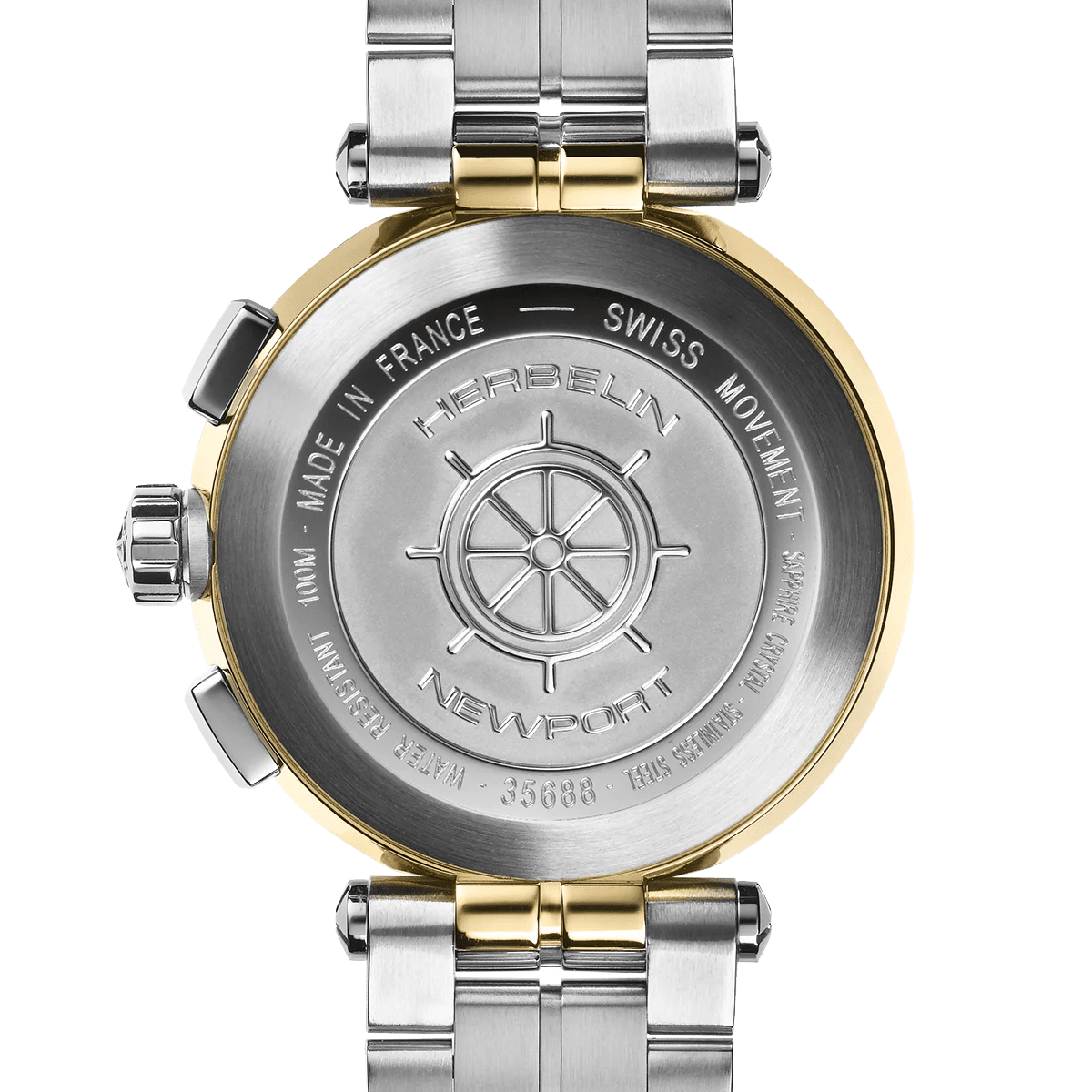 HERBELIN Newport Lady Chronograph Two - tone / Mother of Pearl Diamond Dial 34mm Women's Watch | 35688BT89 | TIME Watches