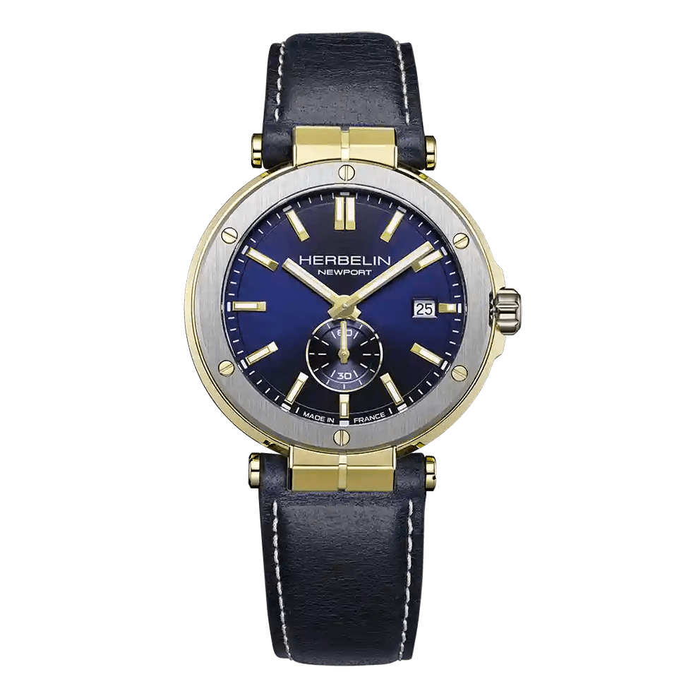 HERBELIN Newport Quartz Steel Gold and Leather 40mm Men's Watch | 18389T1N35 | TIME Watches