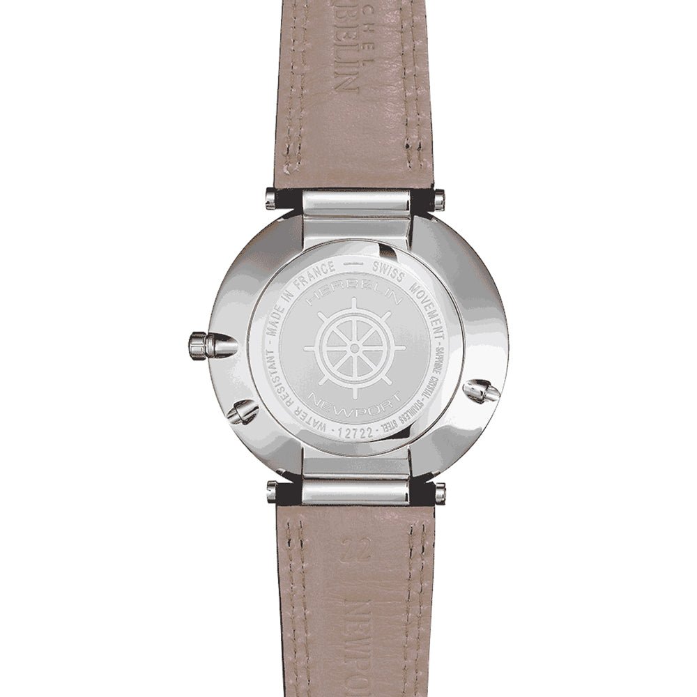 HERBELIN Newport Slim Moon Phase Two - tone and Leather 42mm Men's Watch | 12722/T15BL | TIME Watches