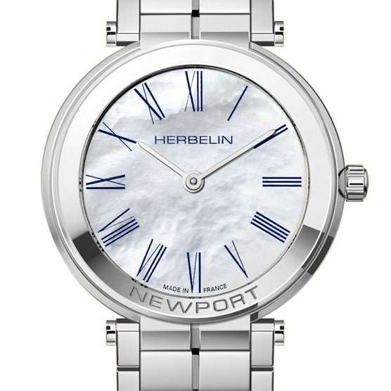 HERBELIN Newport Slim Quartz Steel and Mother of Pearl 32mm Women's Watch | 16922B09 | TIME Watches