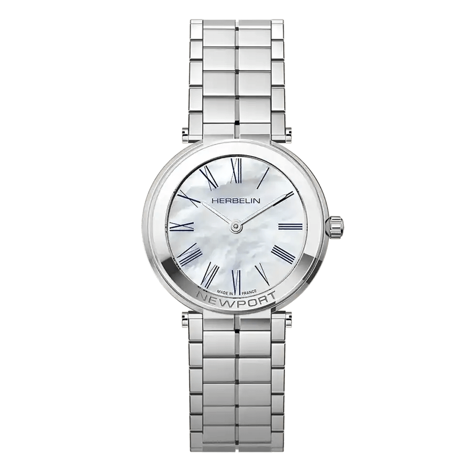HERBELIN Newport Slim Quartz Steel and Mother of Pearl 32mm Women's Watch | 16922B09 | TIME Watches