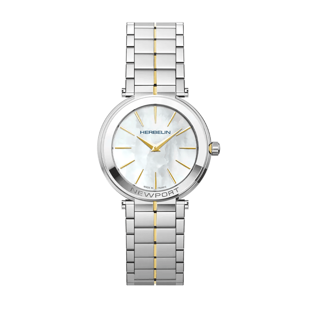 HERBELIN Newport Slim Two - tone Mother of Pearl Dial 32mm Women's Watch | 16922BT1N19 | TIME Watches