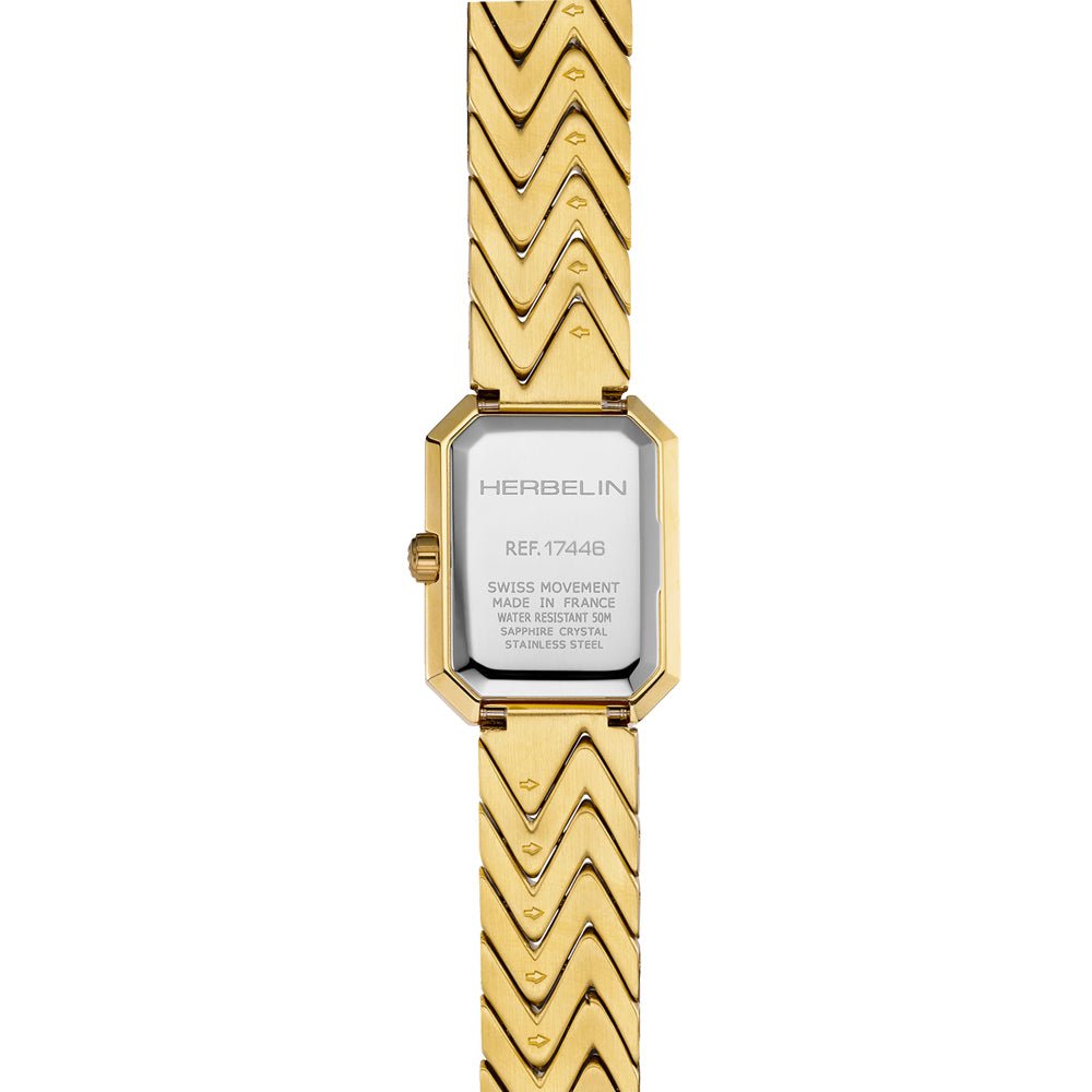HERBELIN Octagon Chevrons Gold and Black Mother of Pearl 26mm Women's Watch | 17446BP49 | TIME Watches