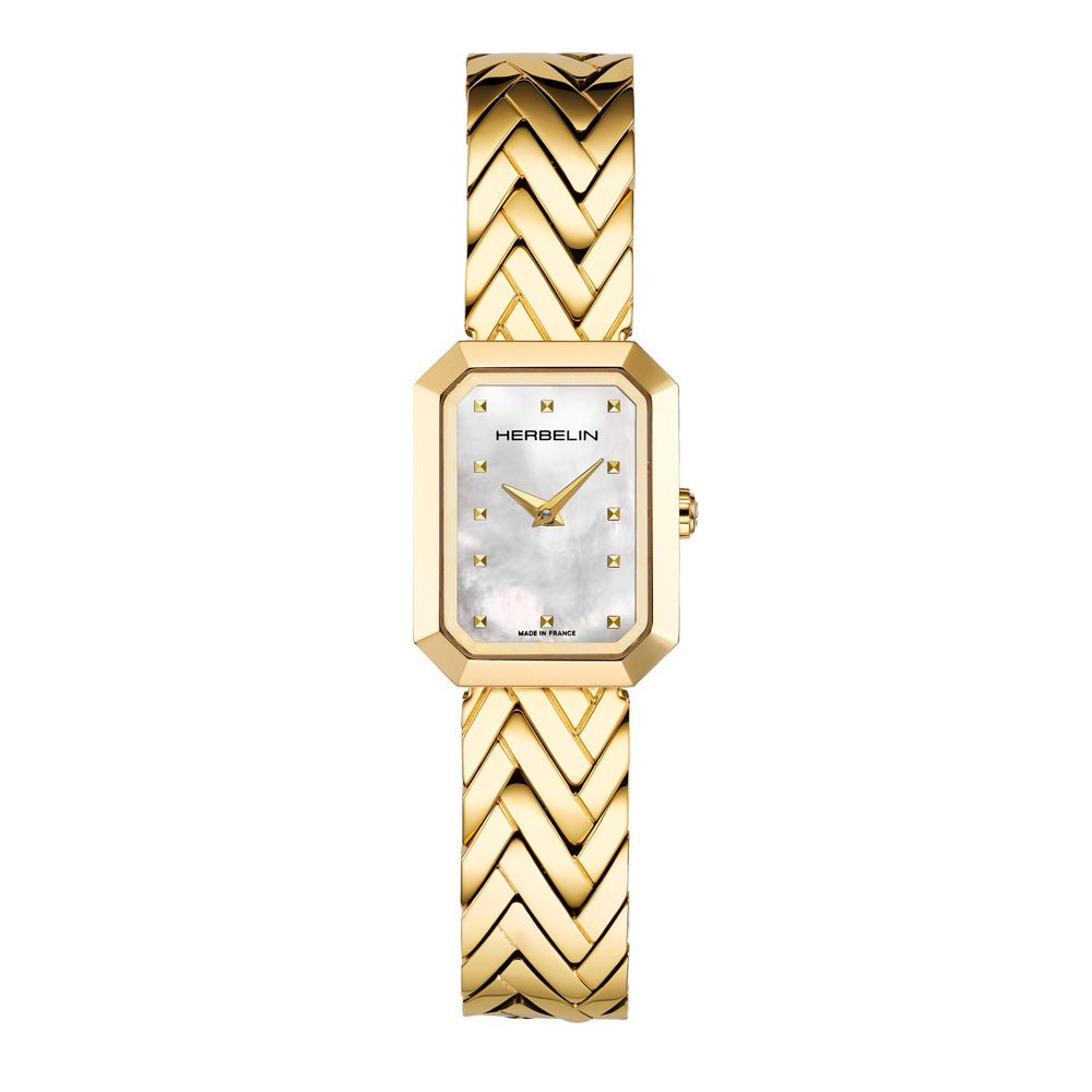 HERBELIN Octagon Chevrons Gold and Mother of Pearl 26mm Women's Watch | 17446BP19 | TIME Watches