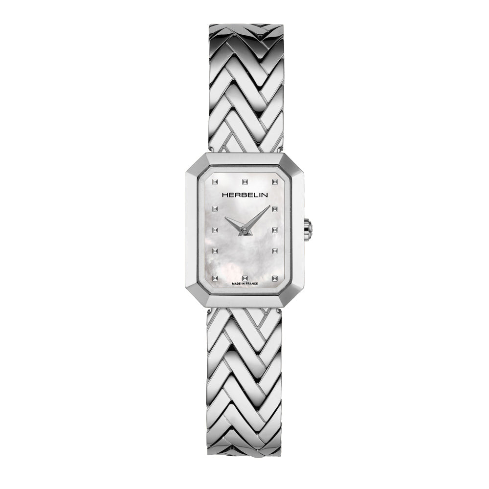 HERBELIN Octagon Chevrons Steel and Mother of Pearl 26mm Women's Watch | 17446B19 | TIME Watches