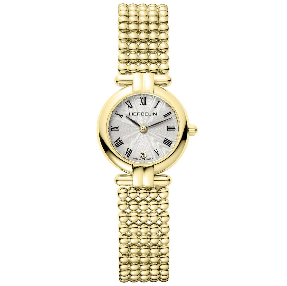 HERBELIN Perles Quartz Yellow Gold / Beaded Bracelet 24mm Women's Watch | 16873BP08 | TIME Watches