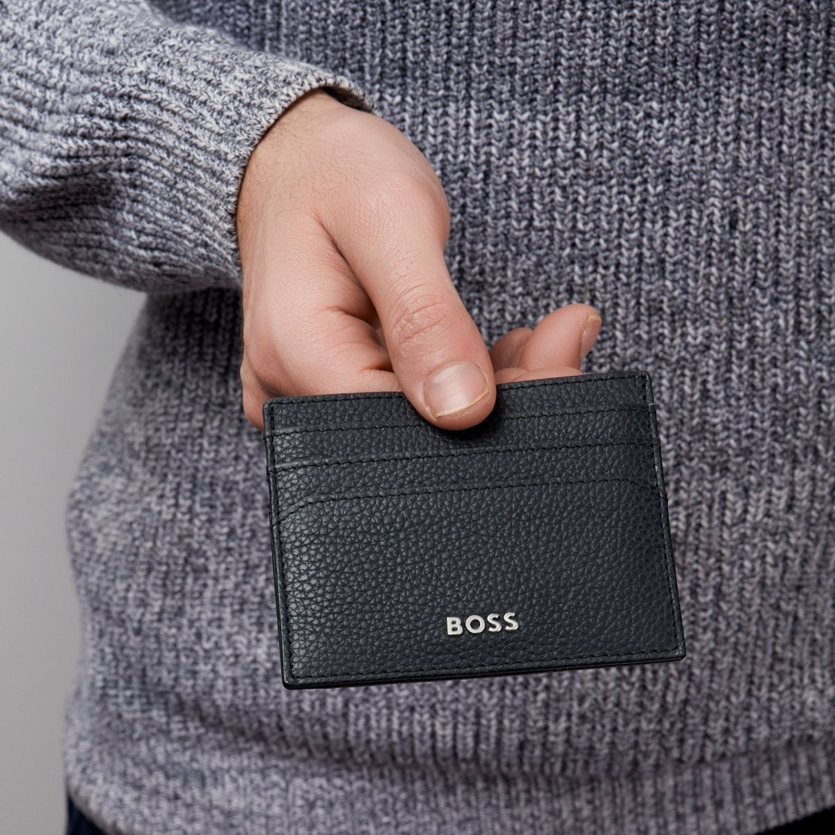 HUGO BOSS Classic Grained Black Card Holder | HLC416A | TIME Watches