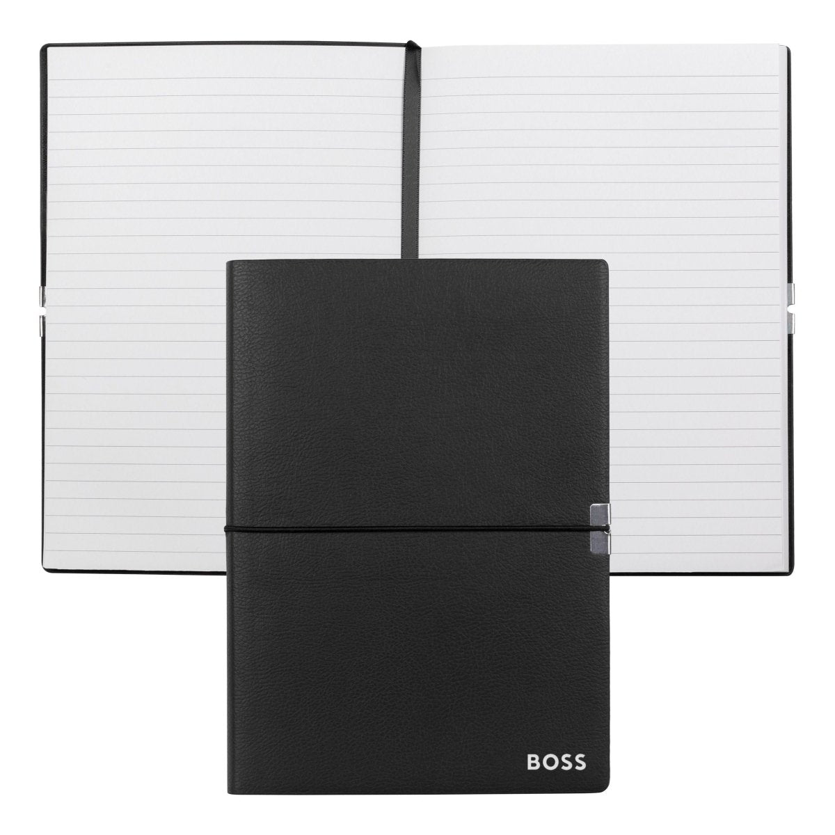 HUGO BOSS Elegance Black Lined A5 Notebook | HNH124AL | TIME Watches