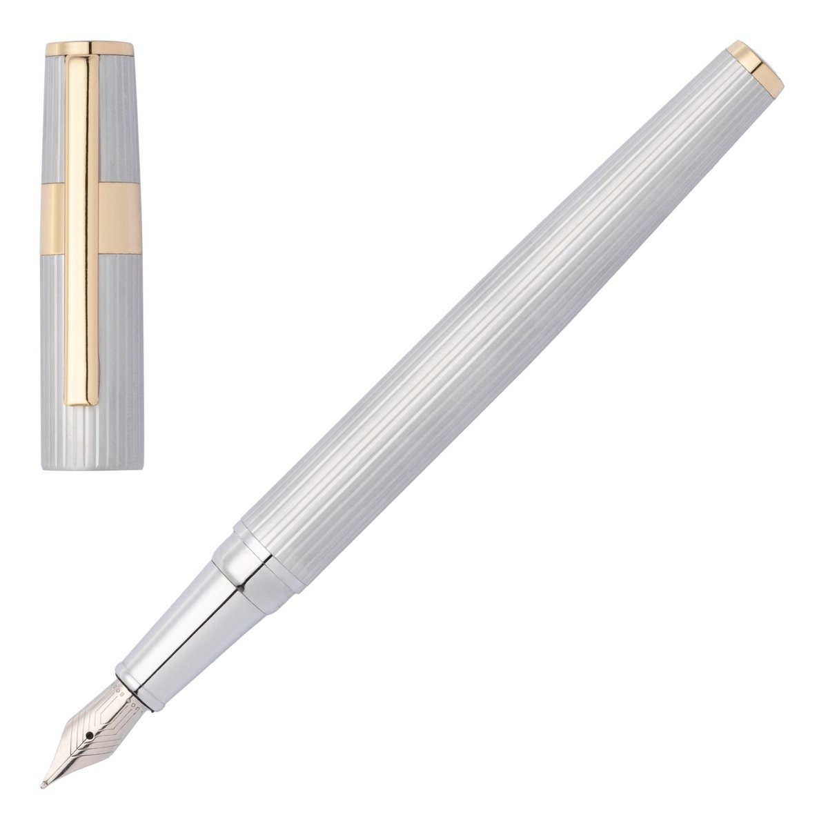 HUGO BOSS Fountain pen Gear Pinstripe Silver / Gold | HSV2852B | TIME Watches