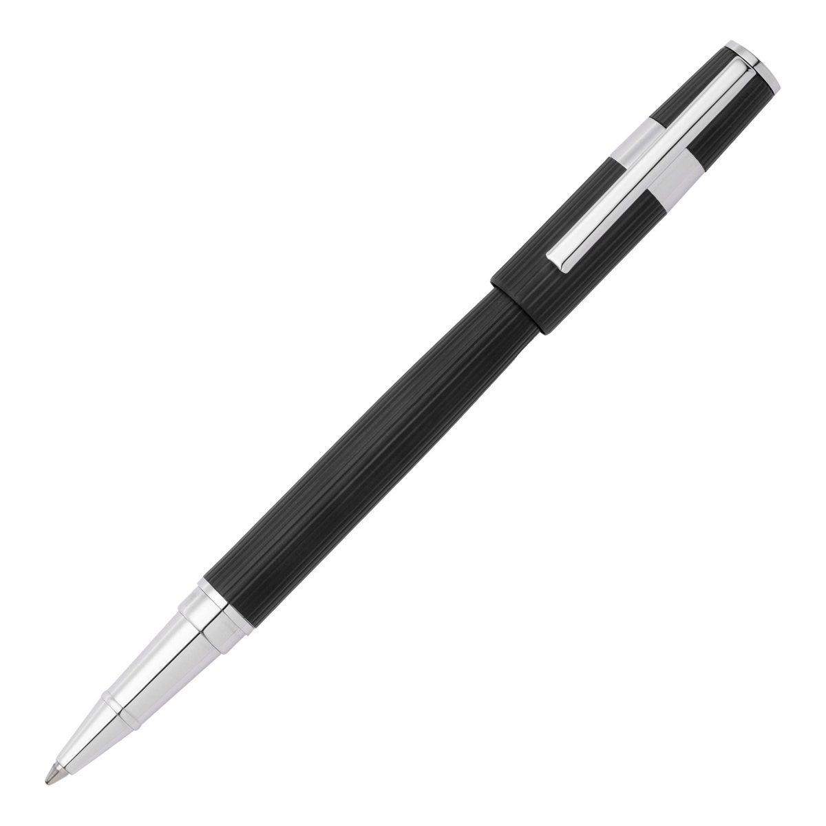 HUGO BOSS Gear Pinstripe Black / Chrome Rollerball Pen | HSV2855A | TIME Watches